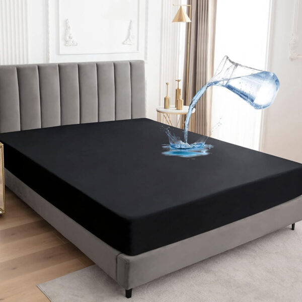 Black Waterproof Mattress Protector Fitted Cover - WMP-Black