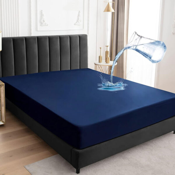 Blue Waterproof Mattress Protector Fitted Cover - WMP-Blue