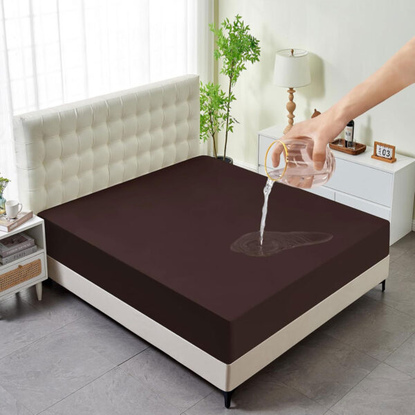 Brwon Waterproof Mattress Protector Fitted Cover - WMP-Brown