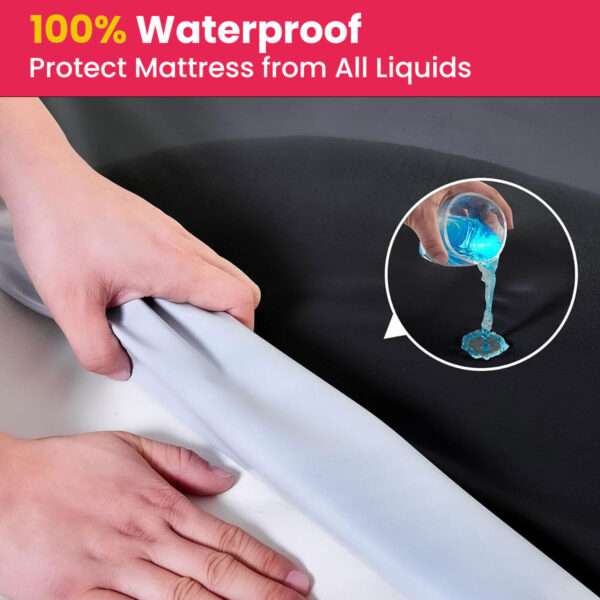 Brwon Waterproof Mattress Protector Fitted Cover - WMP-Brown - Image 2
