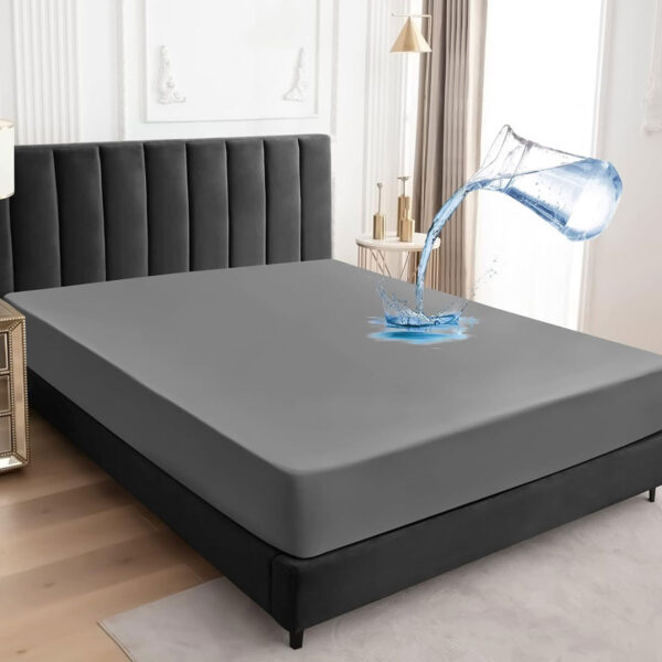 Dark Grey Waterproof Mattress Protector Fitted Cover - WMP-DGrey
