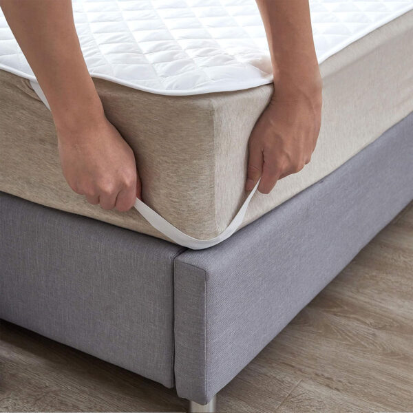 King Size Quilted Mattress Protector with Elastic Band Straps - Image 2