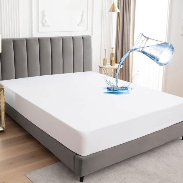 White Waterproof Mattress Protector Fitted Cover - WMP-White