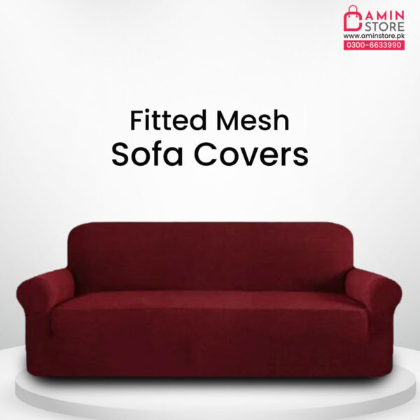 Fitted Mesh Sofa Cover - Maroon